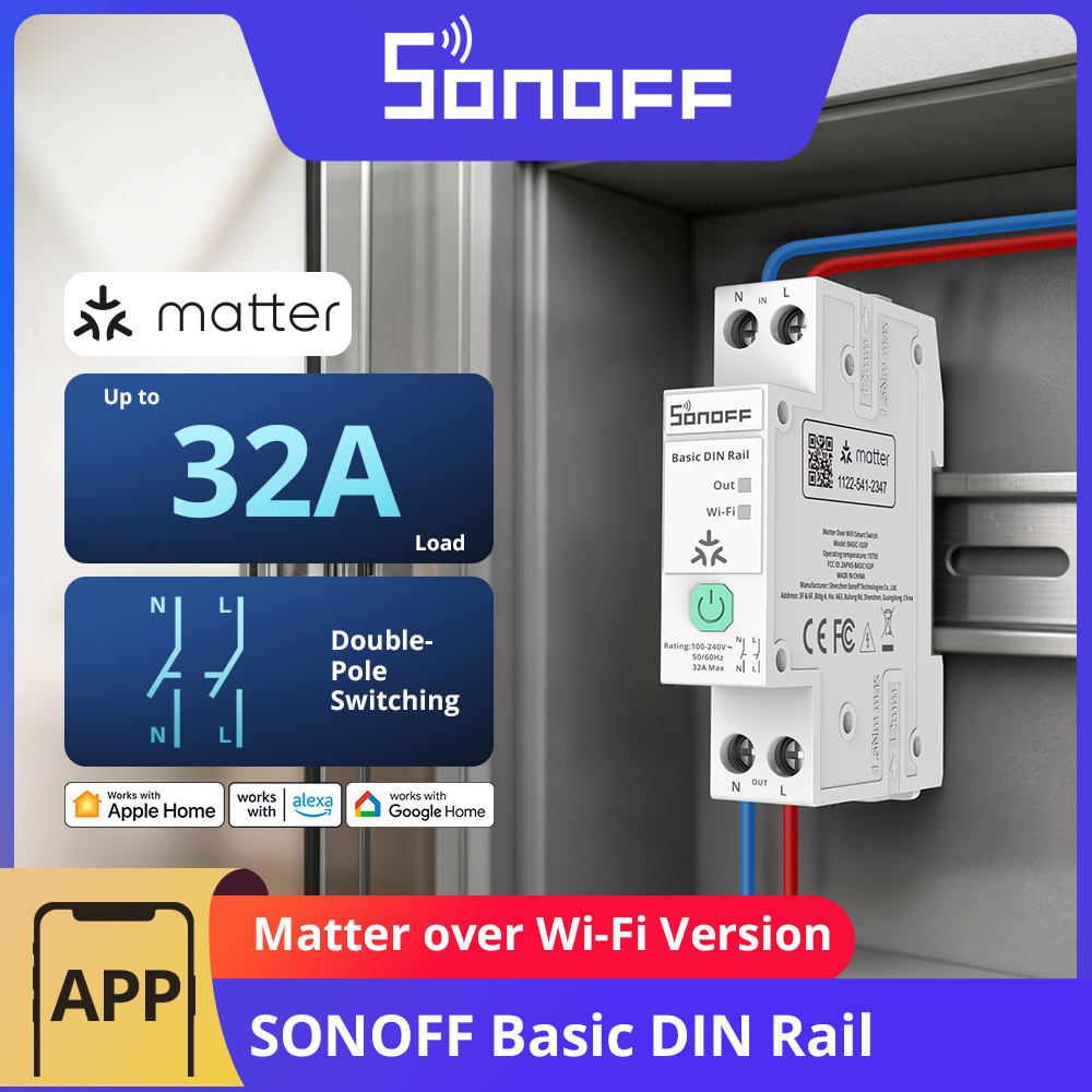 Sonoff Basic - สวิตช์ราง DIN แบบช่องสัญญาณเดียว SONOFF BASIC-1GSP รองรับ