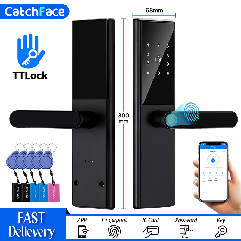 Tasmota - บลูทูธลายนิ้วมือประตูล็อค TTLock App รหัสคีย์การ์ดหน้าจอสัมผัสสมาร์ทประตูล็อคความปลอดภัยดิจิตอลล็อคอิเล็กทรอนิกส์สําหรับ Home