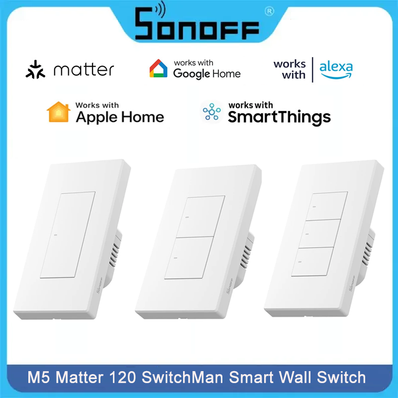 Sonoff - สวิตช์ผนังอัจฉริยะ SONOFF M5 Matter แบบกด 120/86