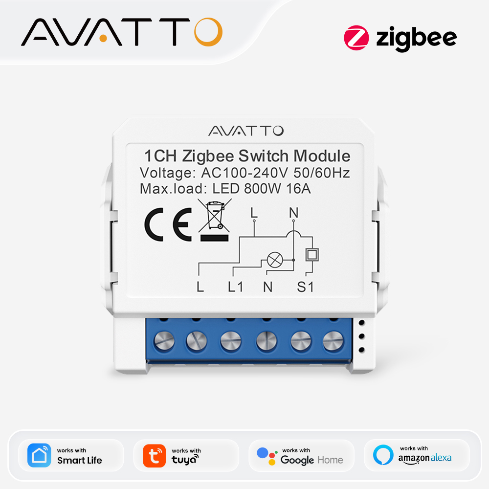 Tuya 4 Channel - สวิตช์อัจฉริยะขนาดเล็ก AVATTO ZigBee Tuya 1/2/3/4 ช่อง
