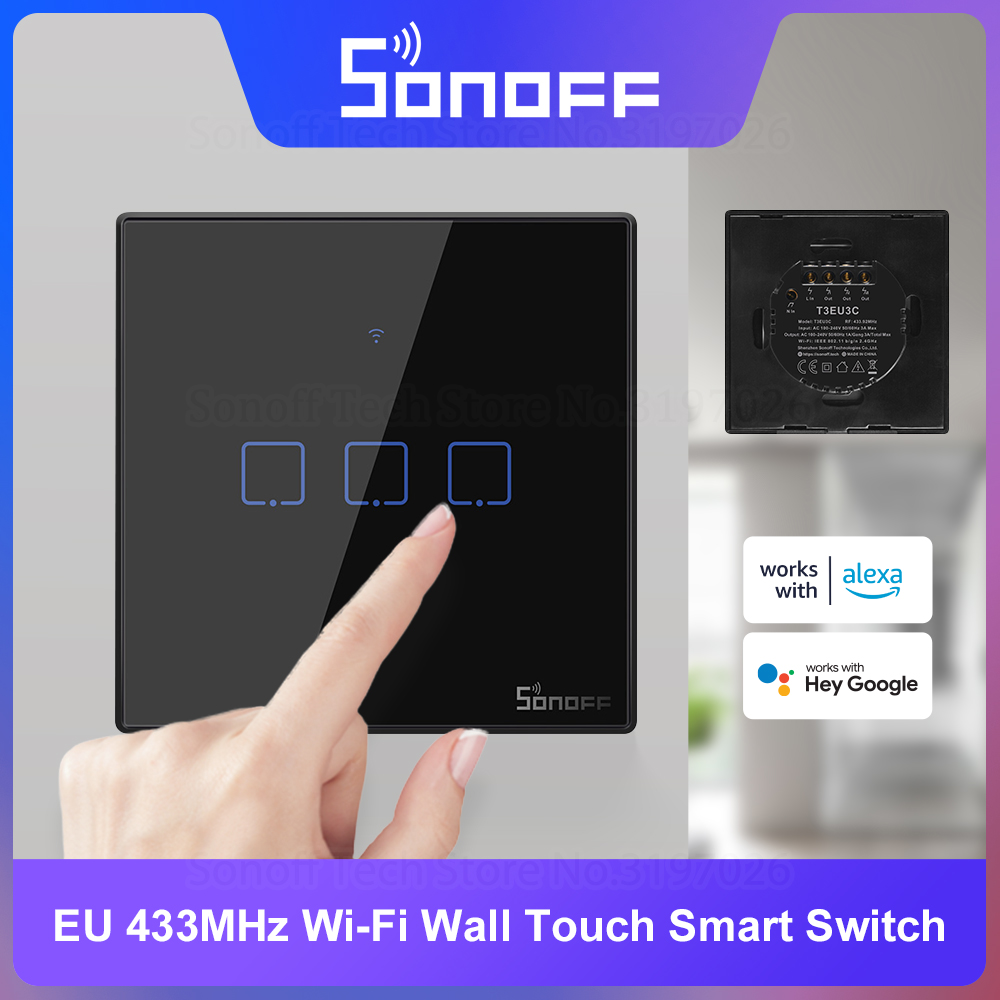 SONOFF T3EU สีดำ WiFi สมาร์ทสว - Sonoff Basic บทวิจารณ์และราคา