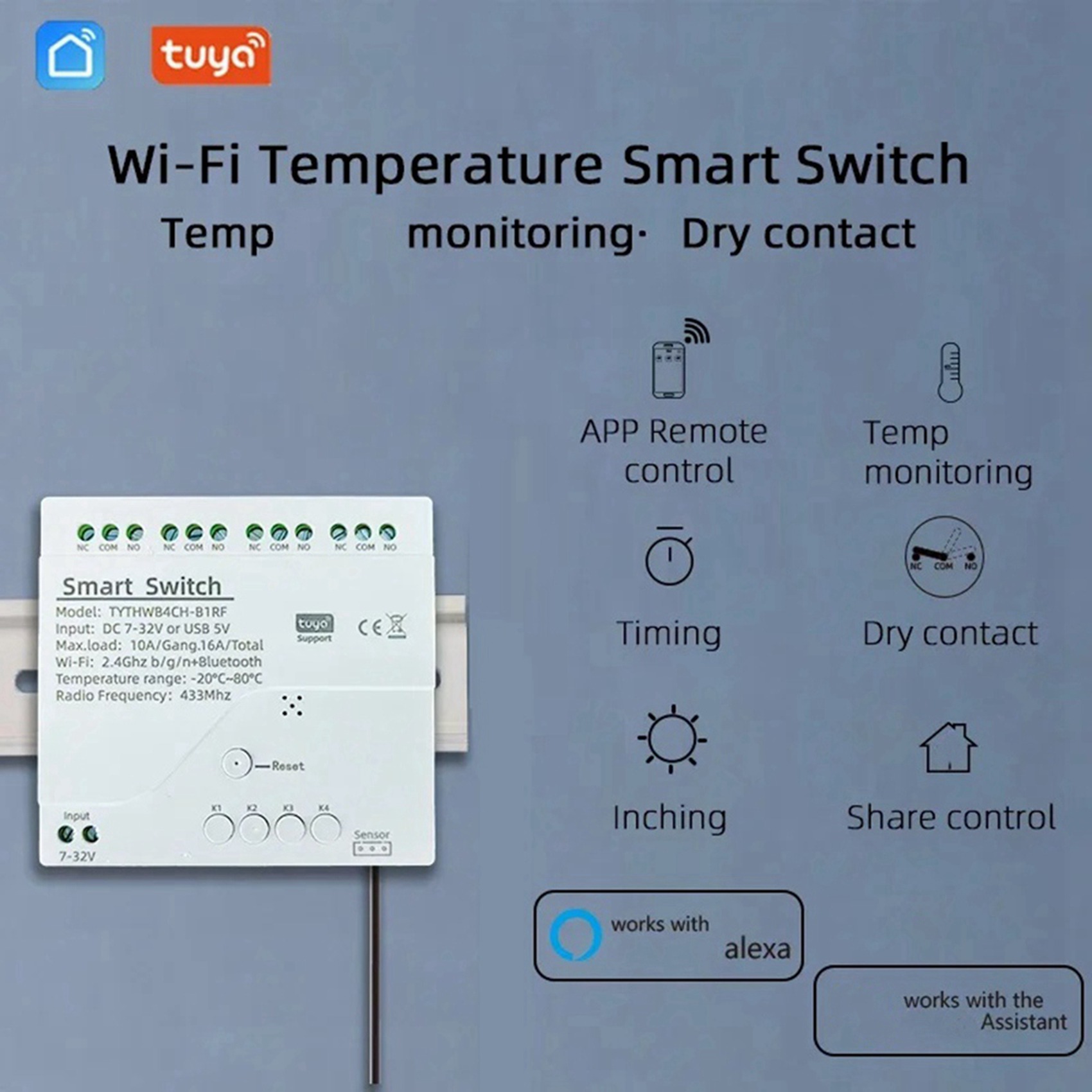 B44C 2X Tuya Wifi DC 7-32V สวิ - Tuya 4 Channel บทวิจารณ์และราคา
