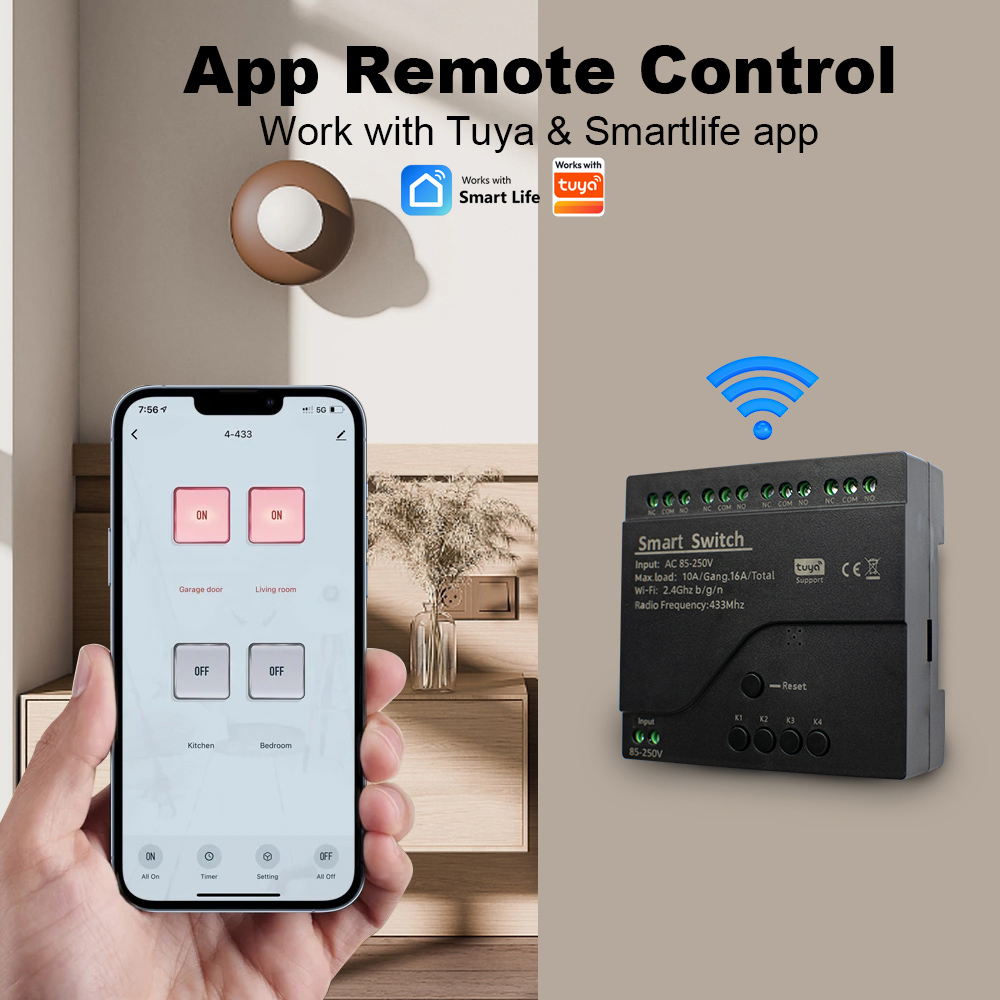 โมดูลรีเลย์ WIFI สวิตช์มอเตอร์ - Tuya 4 Channel บทวิจารณ์และราคา