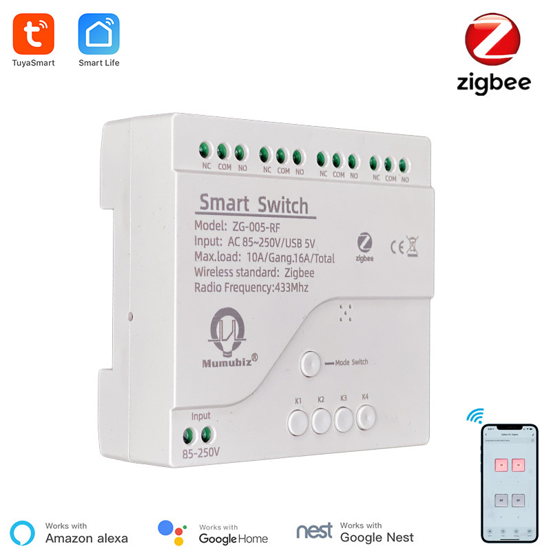 Tuya สมาร์ทซิกบี220V สวิตช์4ช่ - Tuya 4 Channel บทวิจารณ์และราคา