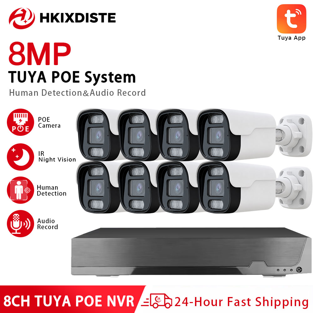ระบบกล้องวงจรปิด 8MP 4K 8CH Tu - Tuya 4 Channel บทวิจารณ์และราคา